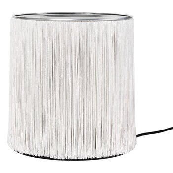 Lampade da tavolo, Lampada da tavolo Model 597, alluminio lucido - frange crema, Bianco