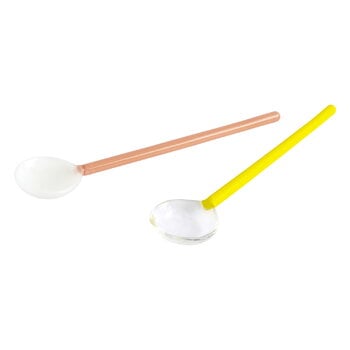 HAY Glass spoons Round, 2 pcs, bright yellow - brown