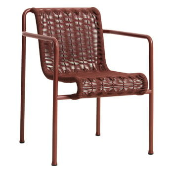 Patio chairs, Palissade Cord dining armchair, iron red, Red