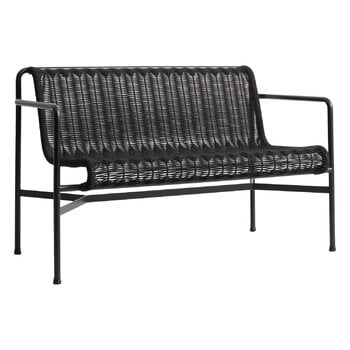 Patio chairs, Palissade Cord dining bench with armrest, anthracite, Black