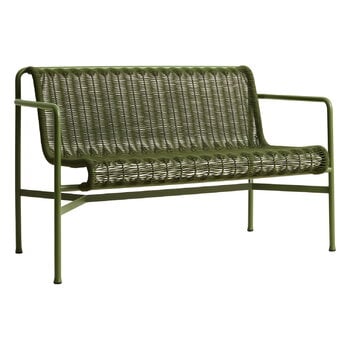 Patio chairs, Palissade Cord dining bench with armrest, olive, Green