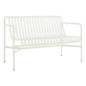 Outdoor lounge chairs, Palissade dining bench, cream white, White