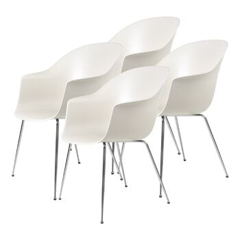 GUBI Sedia Bat, alabaster white - cromo, set di 4