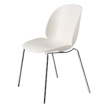 GUBI Beetle chair, stackable, chrome - alabaster white