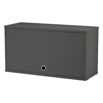 Shelving units, String cabinet with flip door, 78 x 30 cm, dark grey, Gray