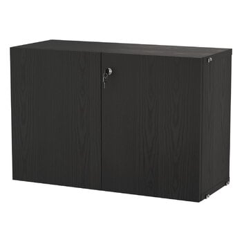 Shelving units, String cabinet with lock, 78 x 32 x 52 cm, black stained ash, Black