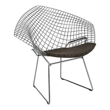 Knoll Bertoia Diamond stol, polerad krom - svart kudde