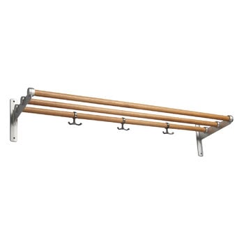 Wall coat racks, Nostalgi hat/shoe rack, 100 cm, oak - aluminium, Silver