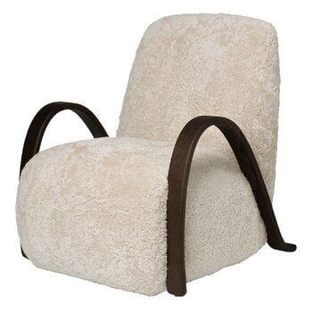 ferm LIVING Buur lounge chair, Sheepskin Moonlight - dark stained oak, product image