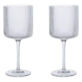 ferm LIVING Verres à vin rouge Ripple, 2 pièces, transparent, image produit