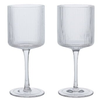 ferm LIVING Verres à vin blanc Ripple, 2 pièces, transparent, image produit