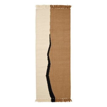 ferm LIVING Tappeto Soil Kelim, 70 x 180 cm, dark sand - bianco naturale, immagine prodotto