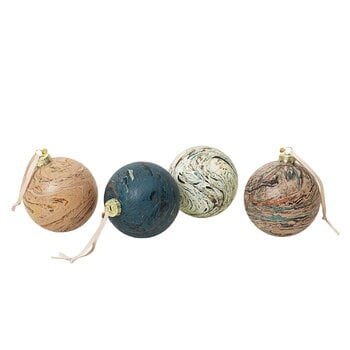 ferm LIVING Palline di vetro Marble, L, set di 4