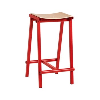 HAY Tabouret de bar Taburete 8, modèle bas, 65 cm, rouge signal - chêne laqué