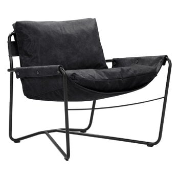 Interface Bug armchair, low, black leather Moderno