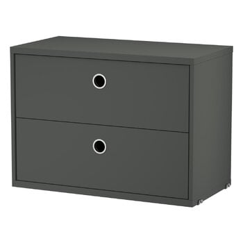 Shelving units, String chest with 2 drawers, 58 x 30 cm, dark grey, Gray