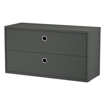 Shelving units, String chest with 2 drawers, 78 x 30 cm, dark grey, Gray