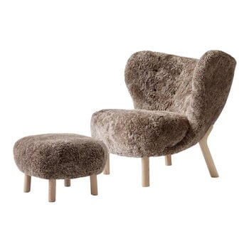 &Tradition Little Petra lounge chair and pouf, Sahara - white oiled oak