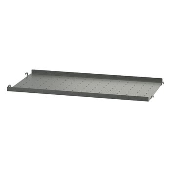 Shelving units, String metal shelf 58 x 20 cm, low, dark grey, Gray