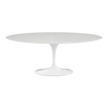 Knoll Table de salle à manger Tulip 198 cm, ovale, stratifié blanc