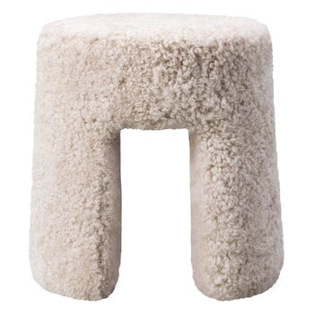 Poggiapiedi e pouf, Pouf Sequoia, pelle di pecora Moonlight, Bianco