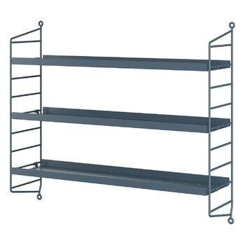 Wall shelves, String Pocket shelf, metal, Sergelgrå, Gray