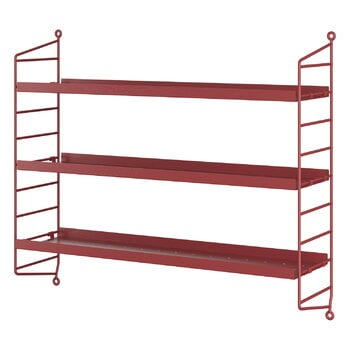 Wall shelves, String Pocket shelf, metal, Oxtorgsröd, Red