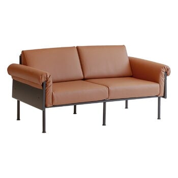 Yrjö Kukkapuro Ateljee 2-sits soffa, svart - konjakfärgat läder