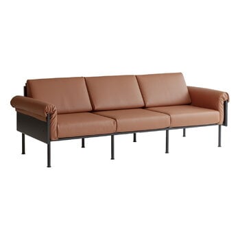 Yrjö Kukkapuro Ateljee 3-sits soffa, svart - cognac läder
