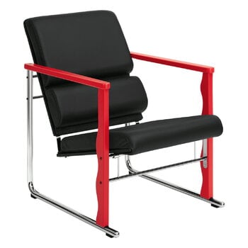 Armchairs & lounge chairs, Experiment lounge chair 503, red - black leather, Black