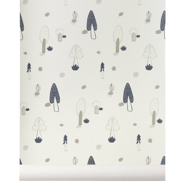 ferm LIVING Forest wallpaper, blue - beige | Pre-used design | Franckly