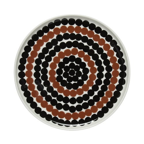 Marimekko Oiva - Siirtolapuutarha Räsymatto plate 20 cm, brown-black |  Pre-used design | Franckly