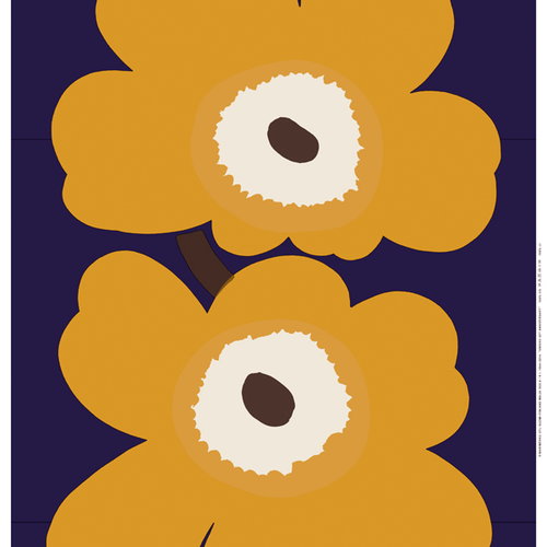 Marimekko Unikko 50 vuotta kangas, violetti-keltainen | Käytetty design |  Franckly