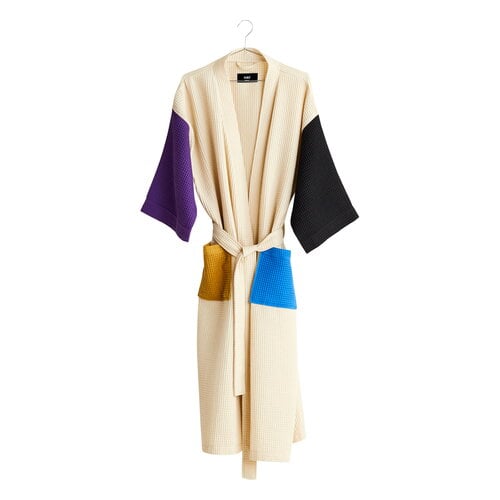 HAY Waffle bathrobe, one size, cream multi | Finnish Design Shop