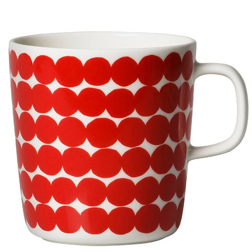 Marimekko Oiva - Räsymatto mug 4 dl, red-white | Pre-used design | Franckly
