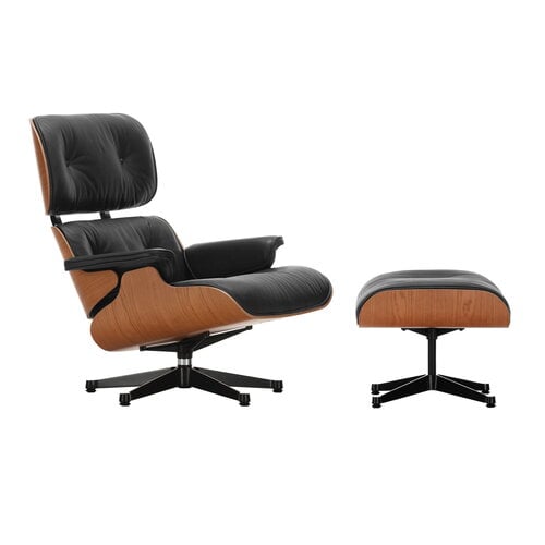 Vitra Eames Lounge Chair&Ottoman, new size, American cherry - black ...