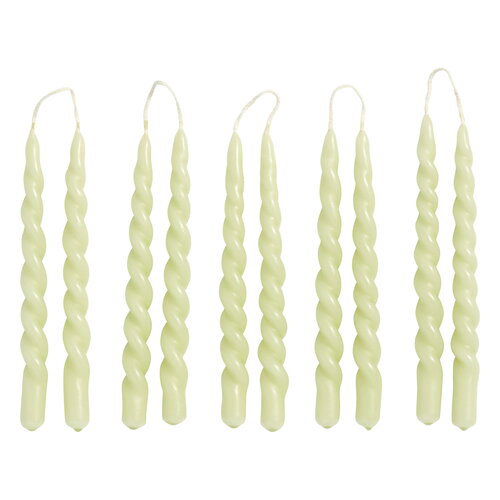 Hay Mini Swirl Candles, 10 Pcs, Light Green 