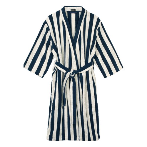 Marimekko Nimikko bathrobe, sand dark blue Finnish Design Shop