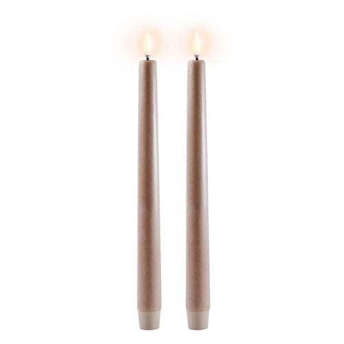 Uyuni Lighting LED taper candle, 25 cm, 2 pcs, sandstone Finnish