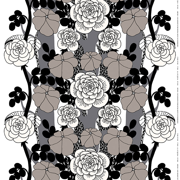 Marimekko Unelma fabric, grey-black | Pre-used design | Franckly