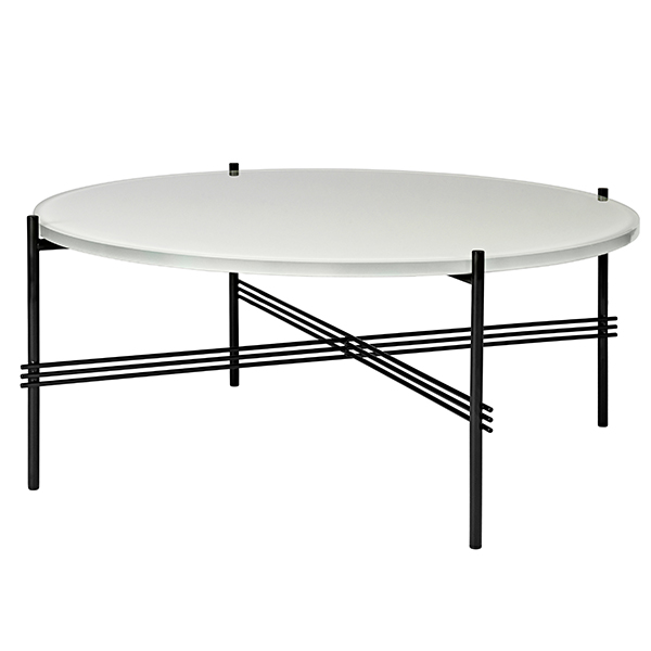 GUBI TS sohvapöytä, 80 cm, musta - valkoinen lasi | Käytetty design |  Franckly