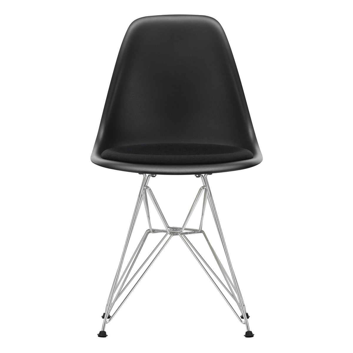 Vitra Eames DSR tuoli, deep black - kromi - nero pehmuste