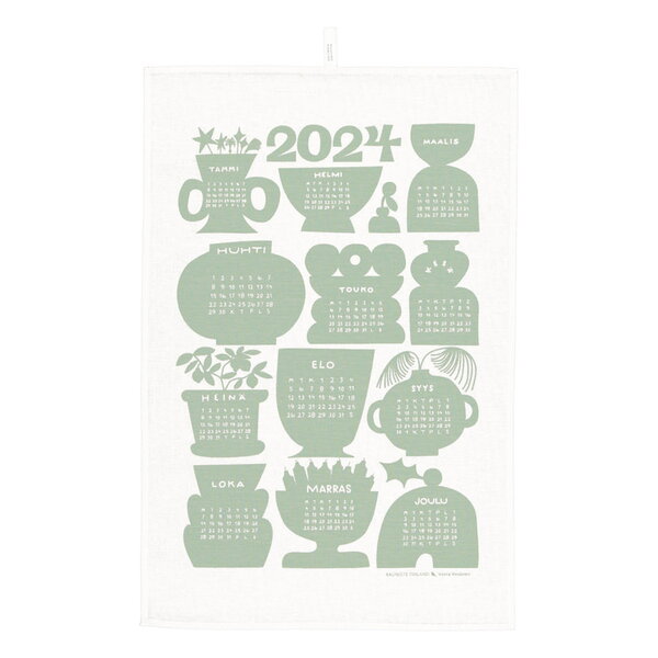 Kauniste Calendar 2024 kitchen towel, green Finnish Design Shop NL