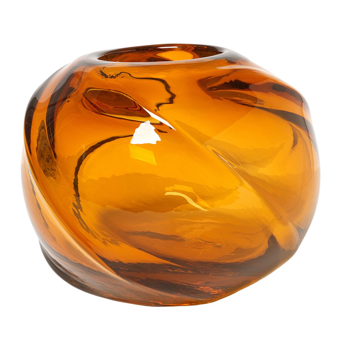 ferm LIVING Water Swirl vase, round, amber | Pre-used design | Franckly