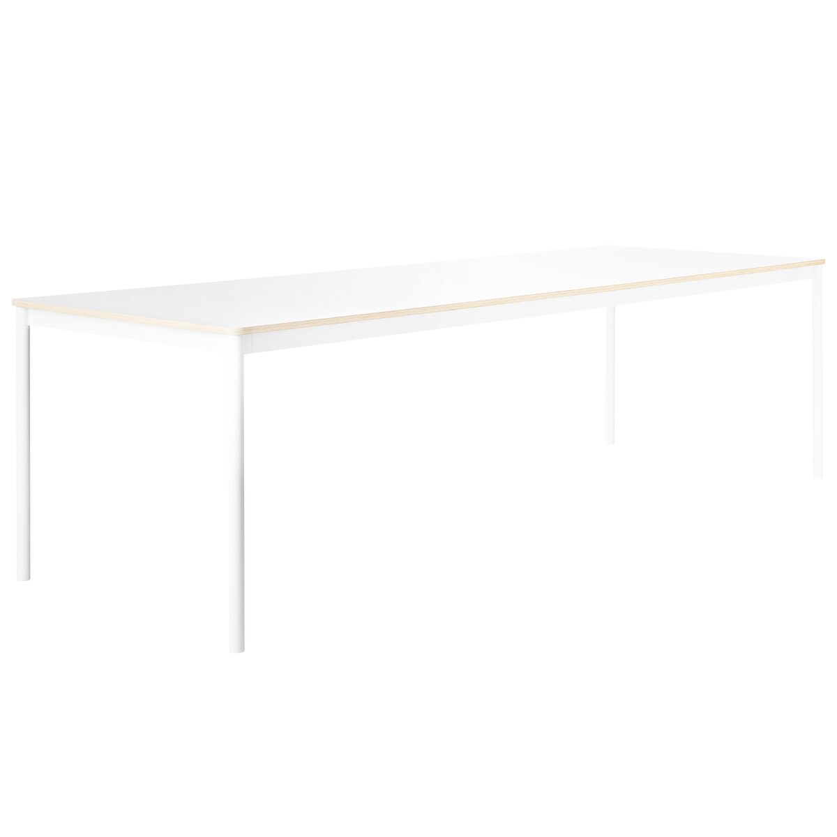 Muuto Base pöytä 190 x 85 cm, laminaatti vanerireunalla, valkoinen