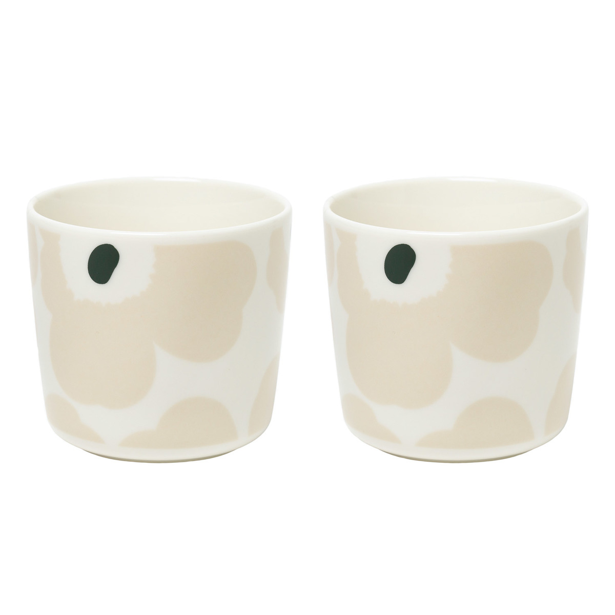 Marimekko Oiva - Unikko coffee cup w/o handle, 2 pcs, white-beige-d