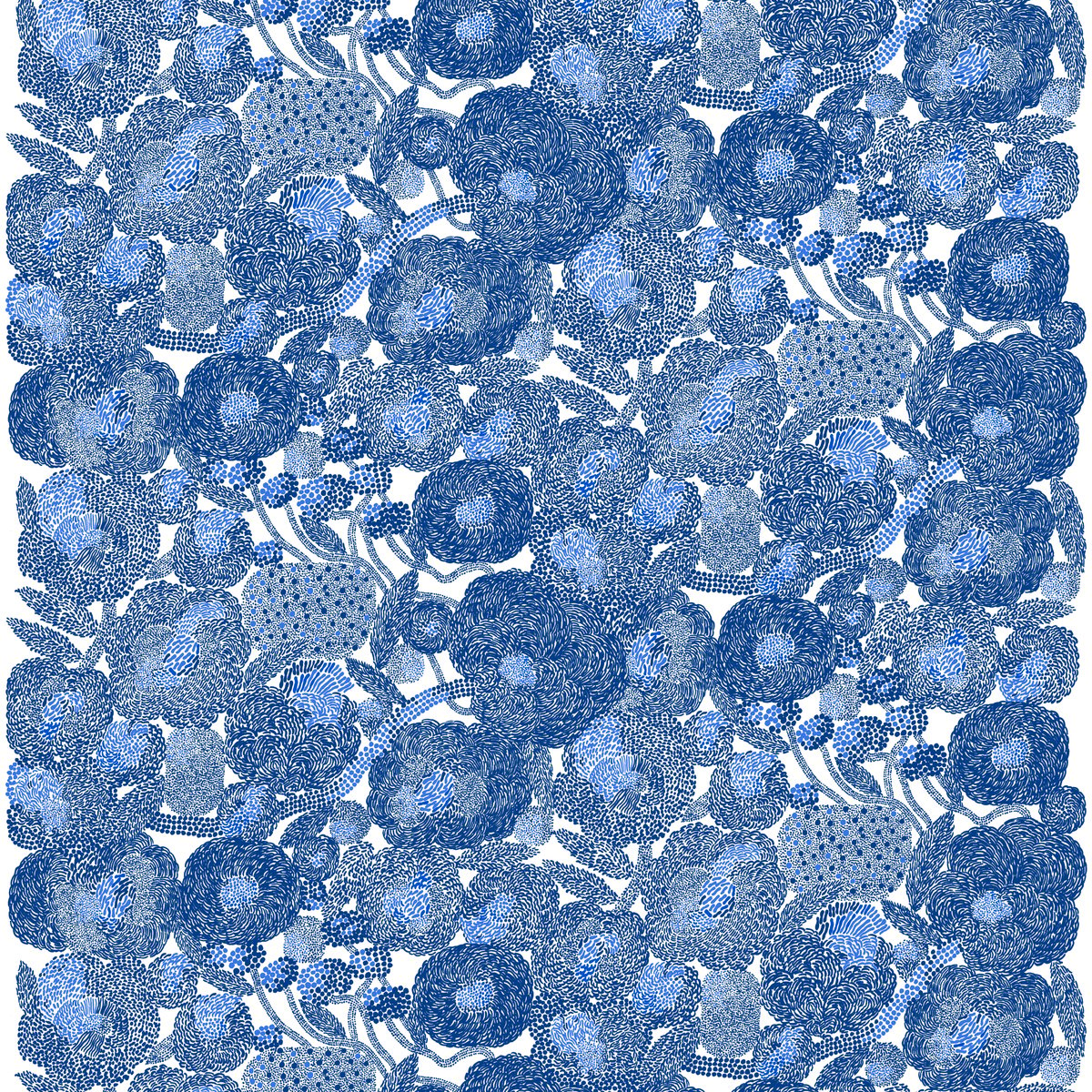 Marimekko Mynsteri fabric, white - blue | Pre-used design | Franckly