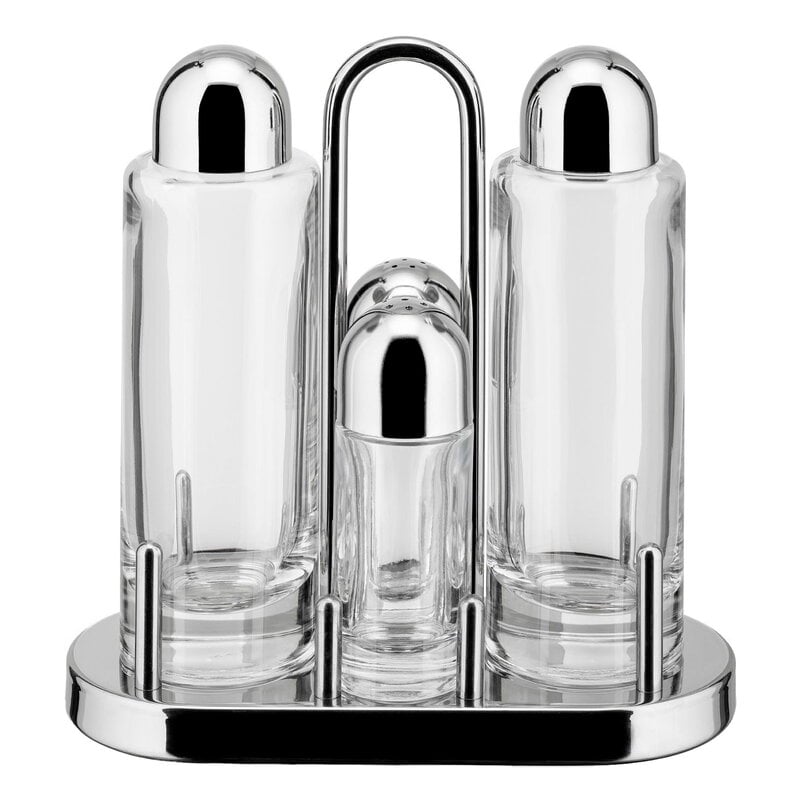 Alessi 5070 condiment set, stainless steel - crystalline glass, product image