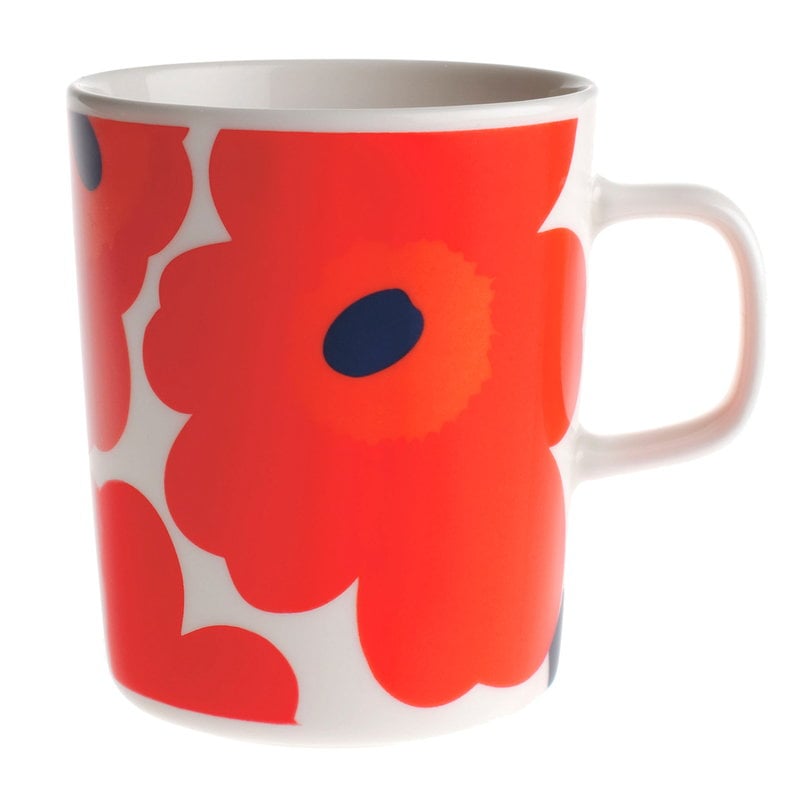 Oiva - Unikko mug 2,5 dl, white - red - blue | Finnish Design Shop