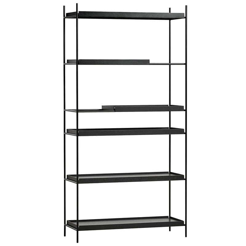 Woud Tray Shelf High Black Finnish, One Shelf Bookcase Black